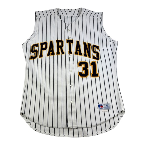 UNC Greensboro Spartans Jersey Mens XL Pinstripe NCAA Baseball Russell Athletic - Picture 1 of 5